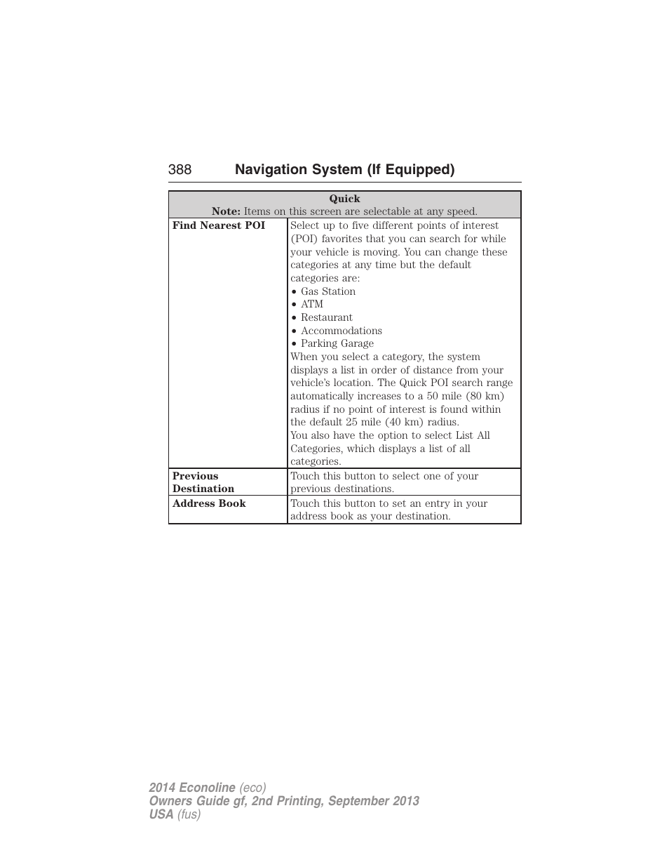 388 navigation system (if equipped) | FORD 2014 E-450 v.2 User Manual | Page 389 / 443