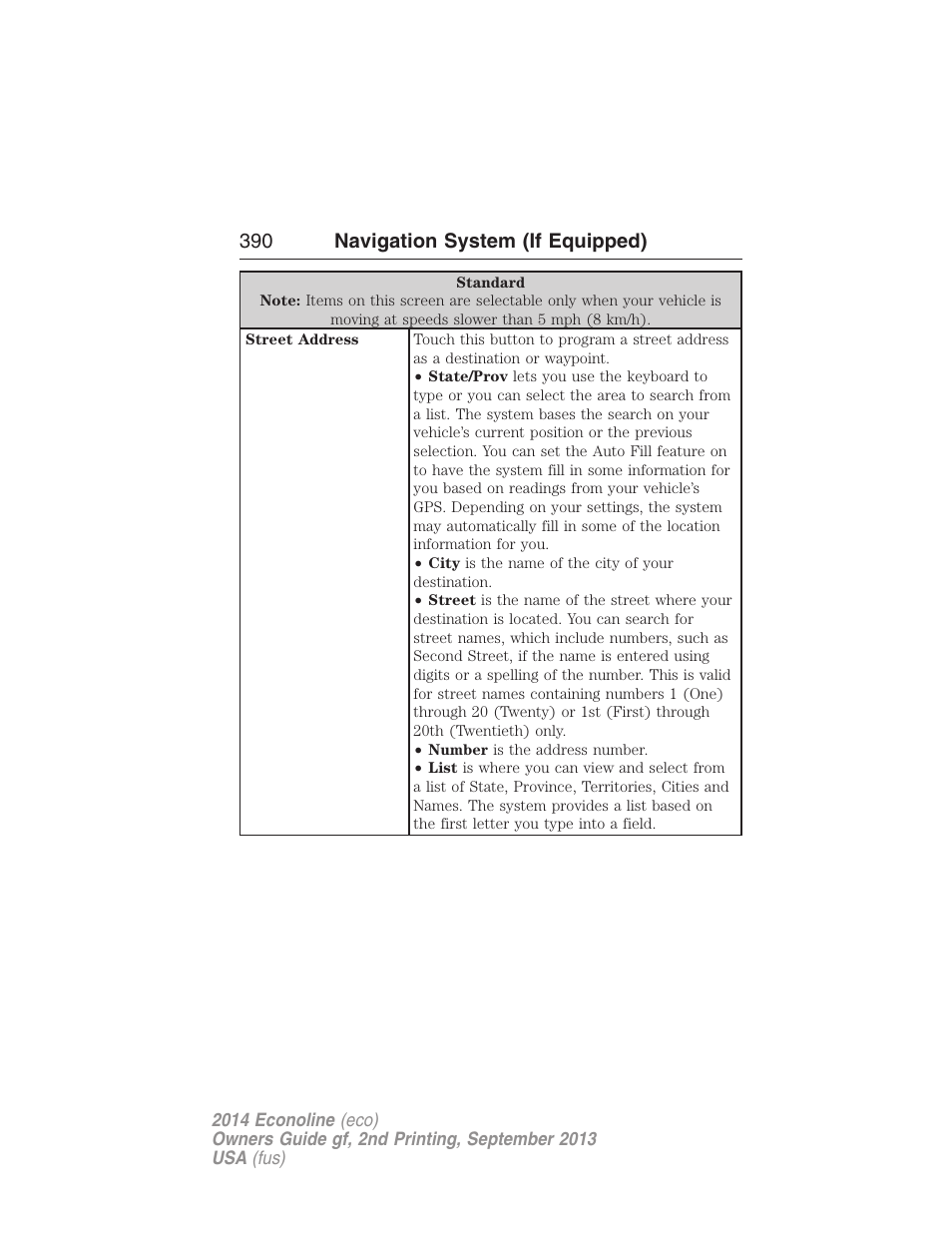 390 navigation system (if equipped) | FORD 2014 E-450 v.2 User Manual | Page 391 / 443