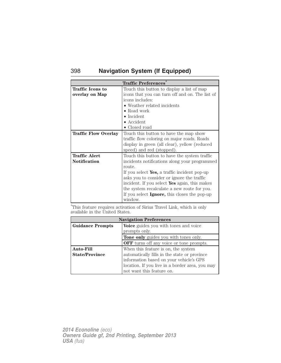 398 navigation system (if equipped) | FORD 2014 E-450 v.2 User Manual | Page 399 / 443