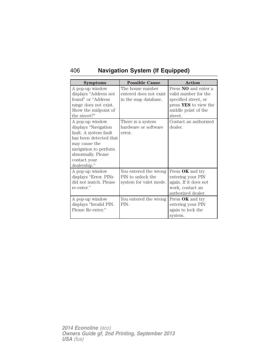 406 navigation system (if equipped) | FORD 2014 E-450 v.2 User Manual | Page 407 / 443