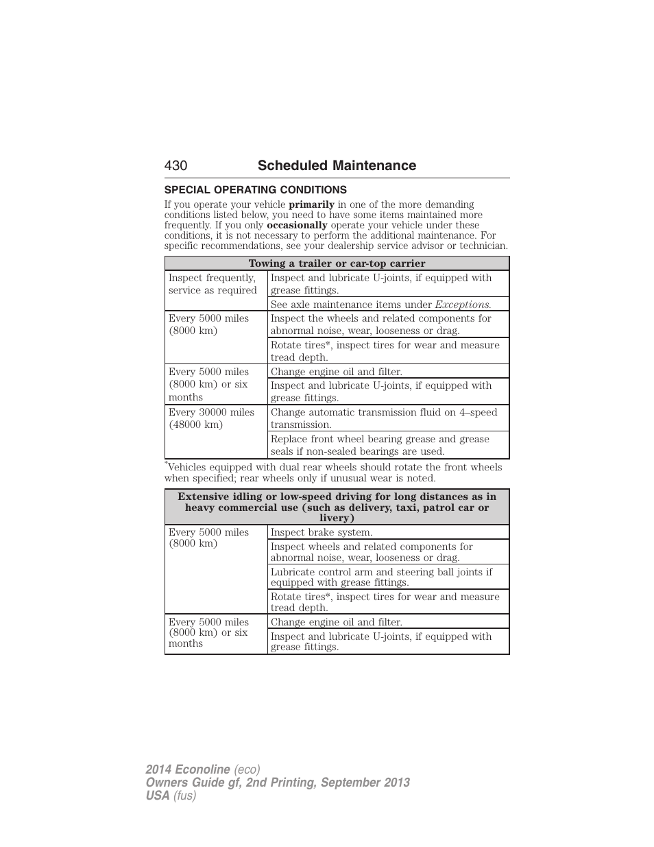 Special operating conditions, 430 scheduled maintenance | FORD 2014 E-450 v.2 User Manual | Page 431 / 443