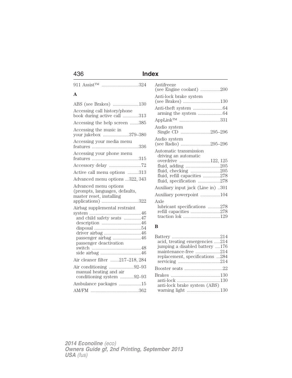 Index, 436 index | FORD 2014 E-450 v.2 User Manual | Page 437 / 443