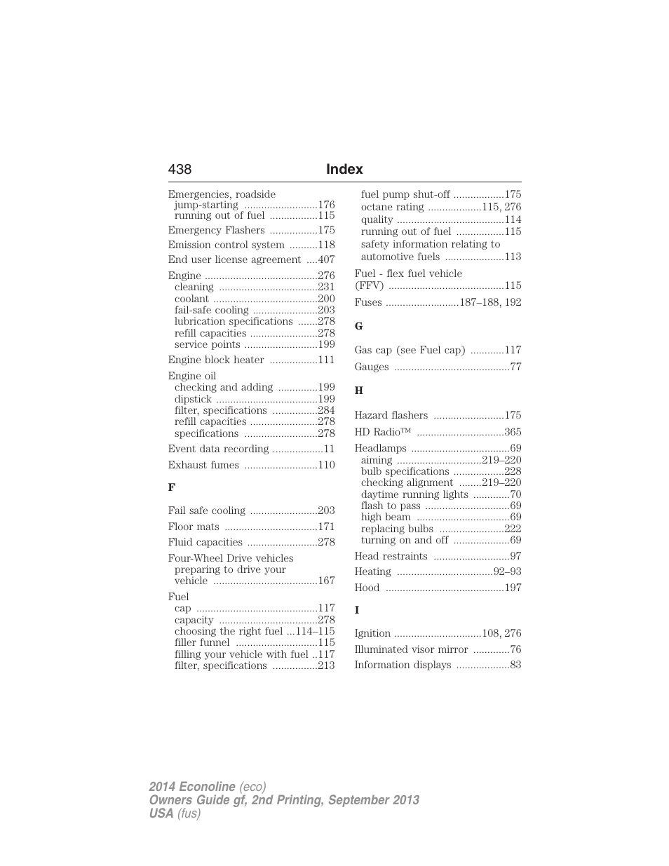 438 index | FORD 2014 E-450 v.2 User Manual | Page 439 / 443