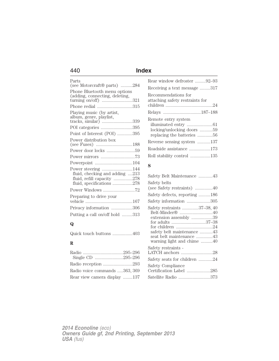 440 index | FORD 2014 E-450 v.2 User Manual | Page 441 / 443