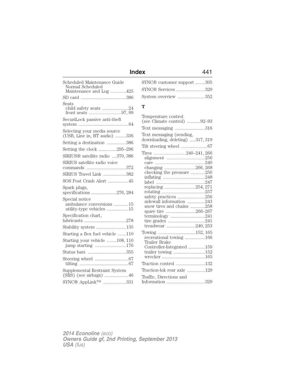 Index 441 | FORD 2014 E-450 v.2 User Manual | Page 442 / 443