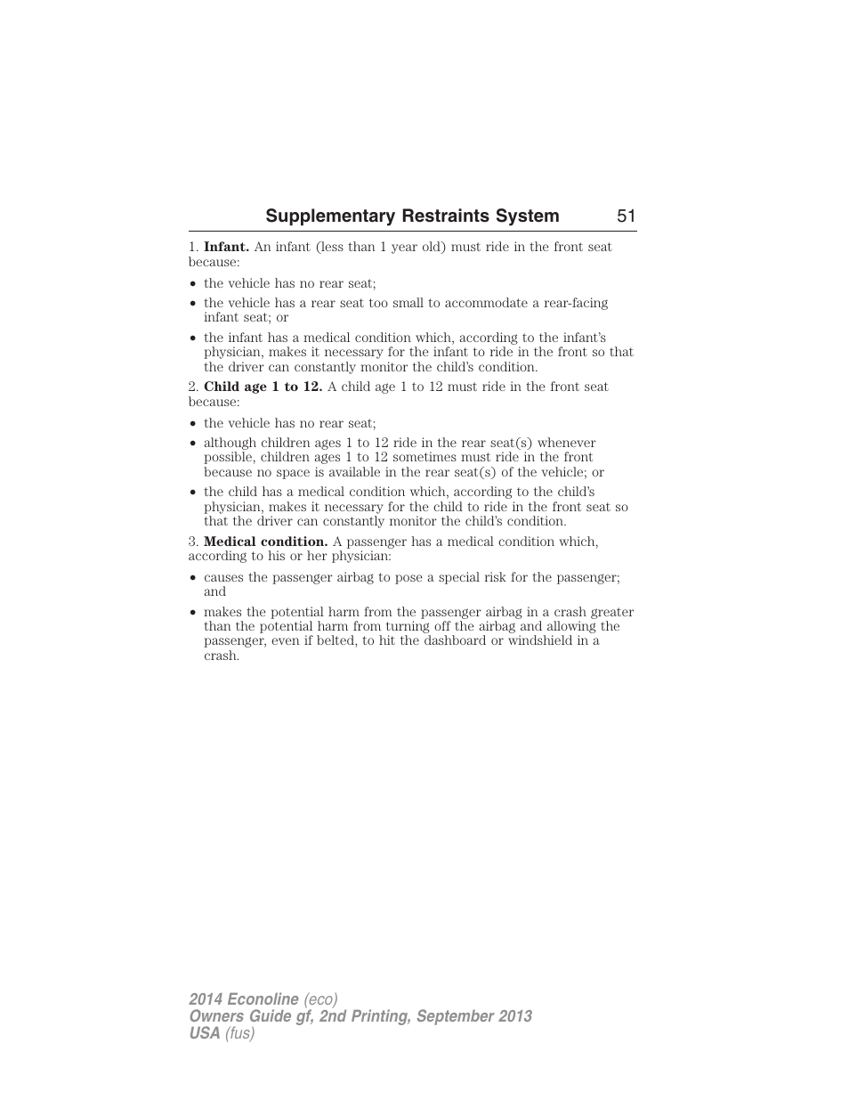 Supplementary restraints system 51 | FORD 2014 E-450 v.2 User Manual | Page 52 / 443