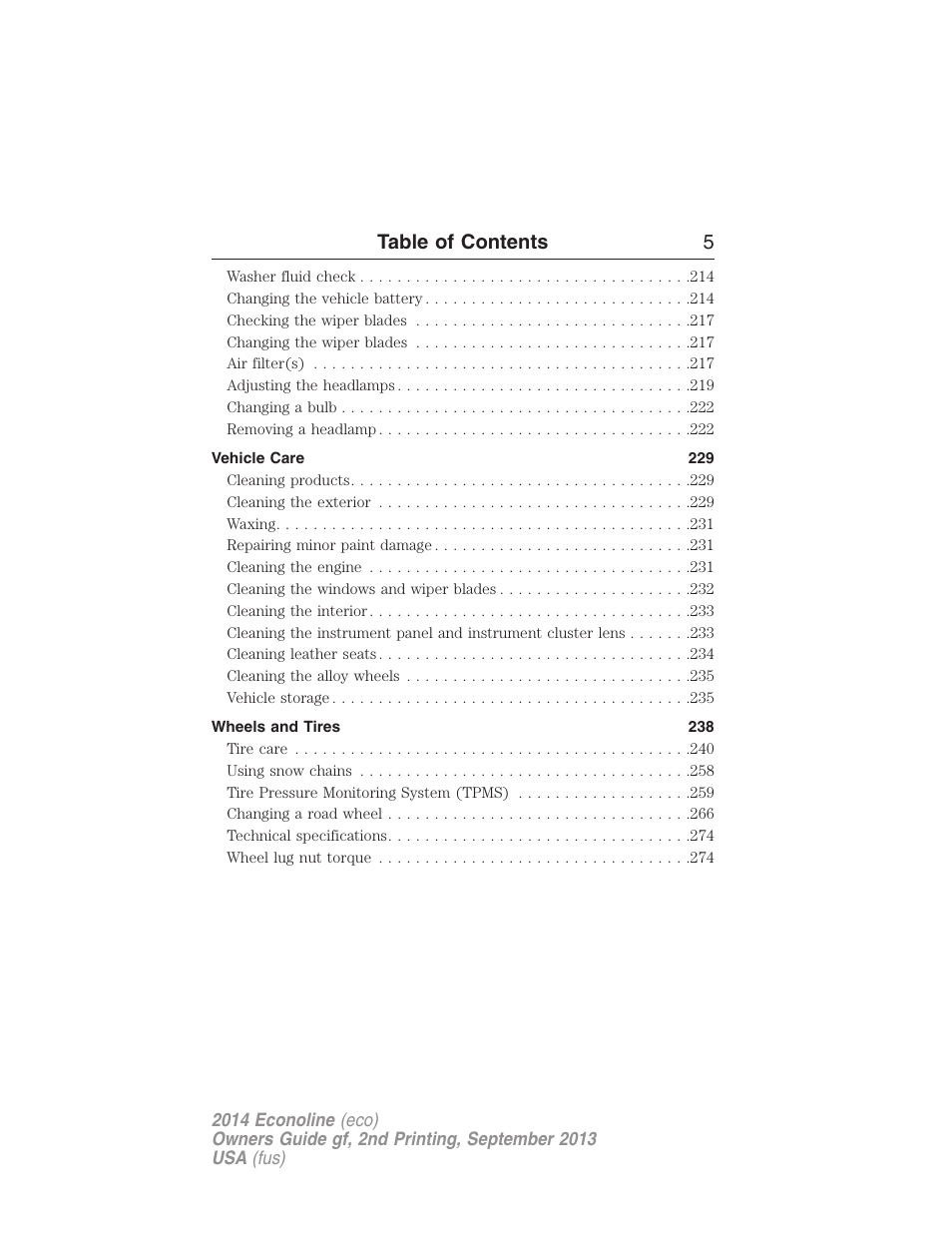 Table of contents 5 | FORD 2014 E-450 v.2 User Manual | Page 6 / 443