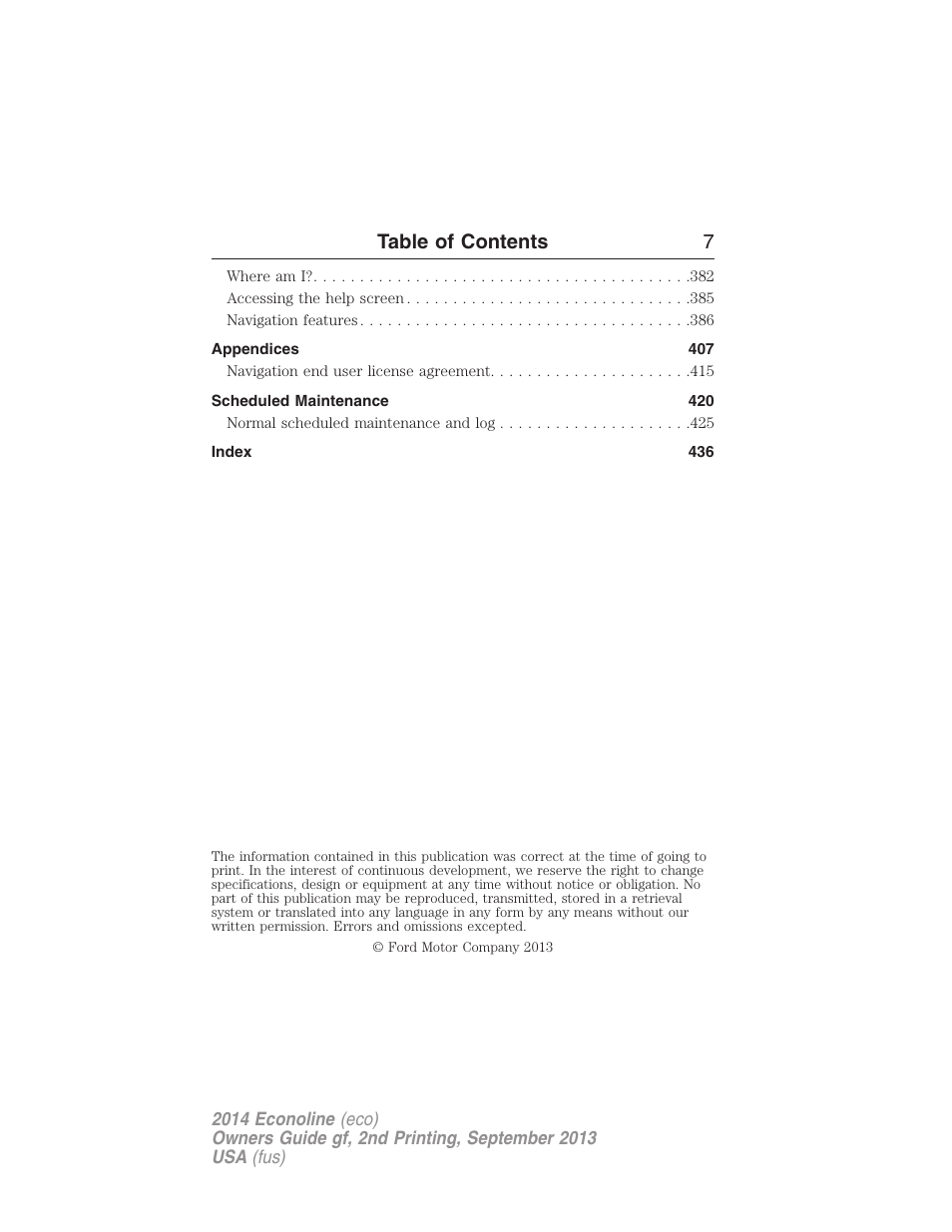 Table of contents 7 | FORD 2014 E-450 v.2 User Manual | Page 8 / 443