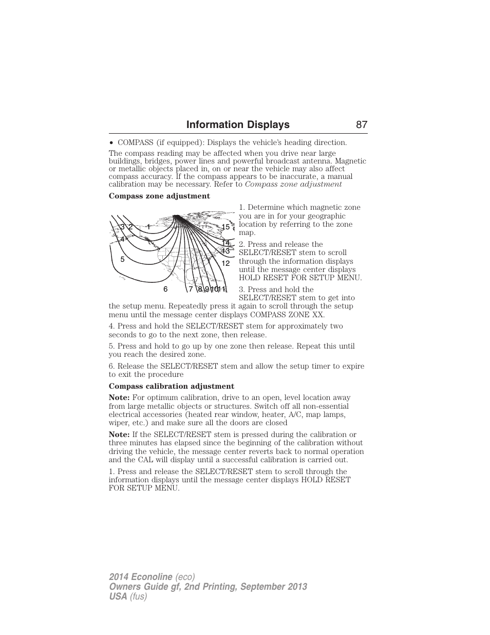 Information displays 87 | FORD 2014 E-450 v.2 User Manual | Page 88 / 443
