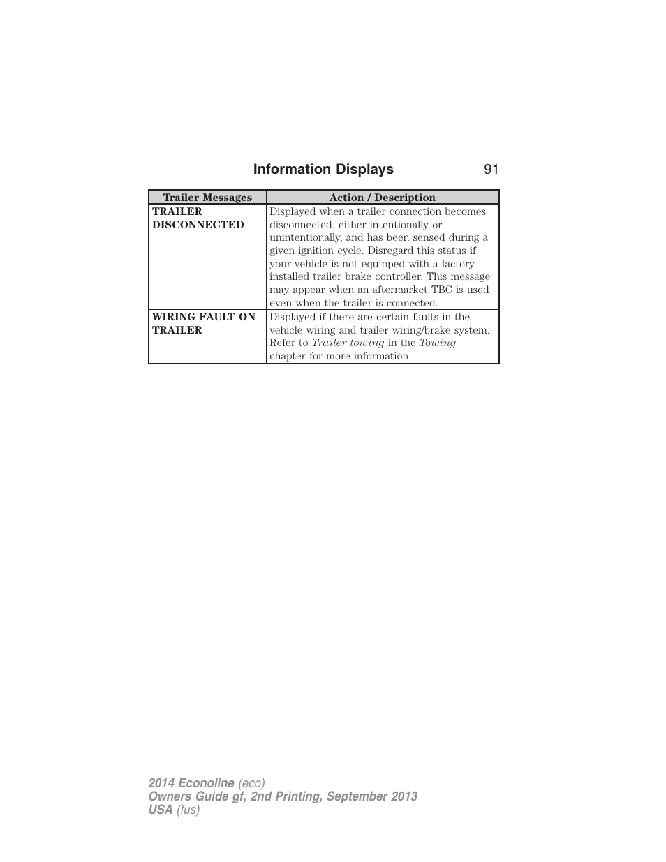 Information displays 91 | FORD 2014 E-450 v.2 User Manual | Page 92 / 443