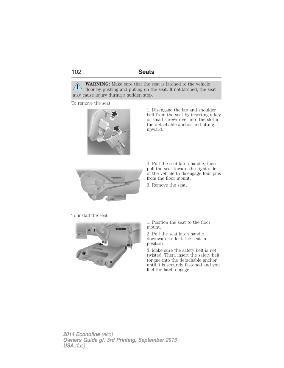 102 seats | FORD 2014 E-450 v.3 User Manual | Page 103 / 455