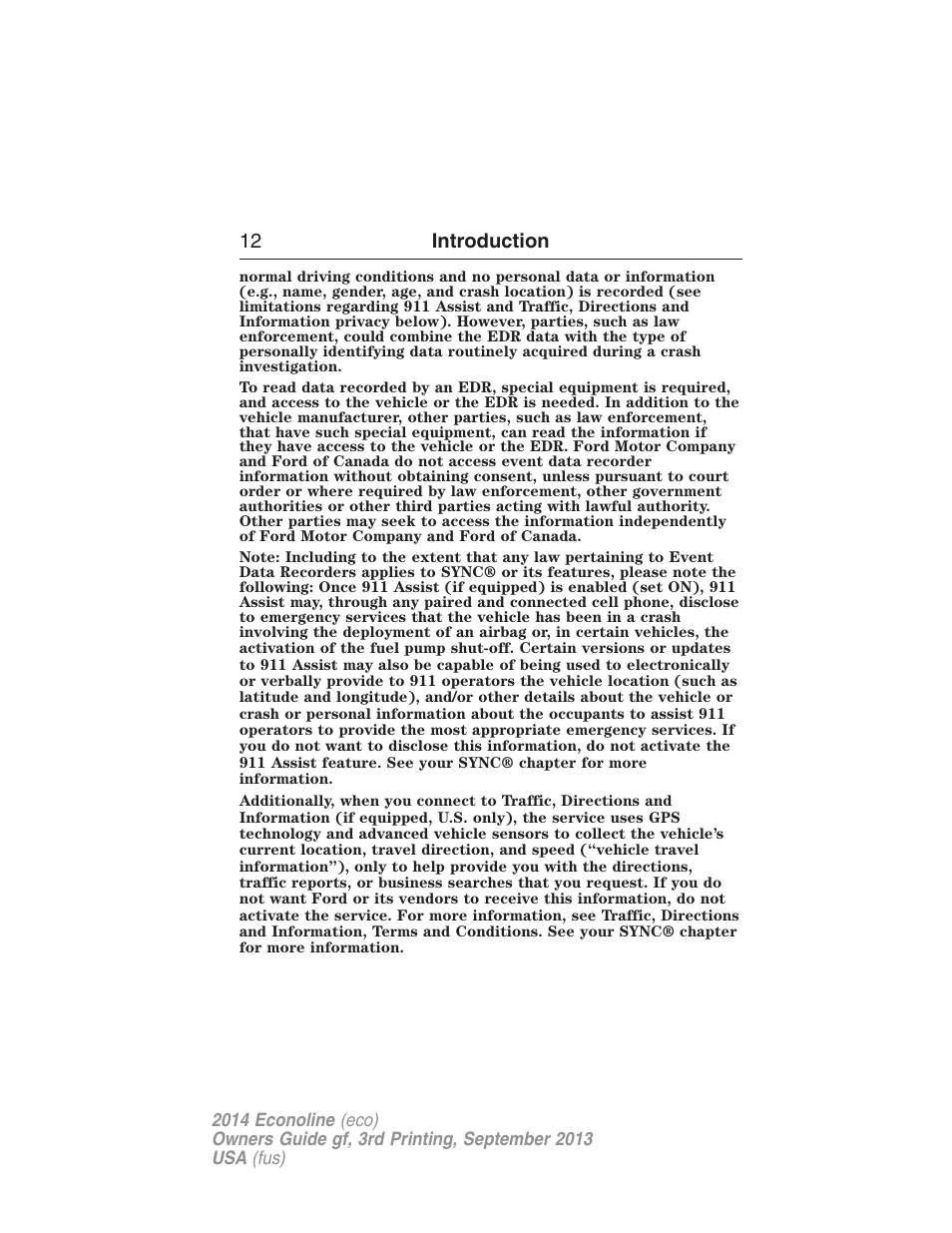 FORD 2014 E-450 v.3 User Manual | Page 13 / 455