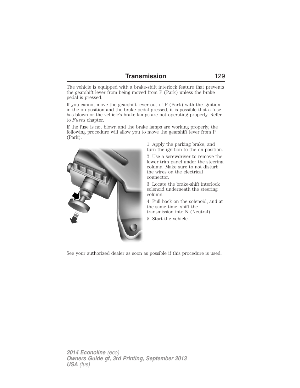 Transmission 129 | FORD 2014 E-450 v.3 User Manual | Page 130 / 455