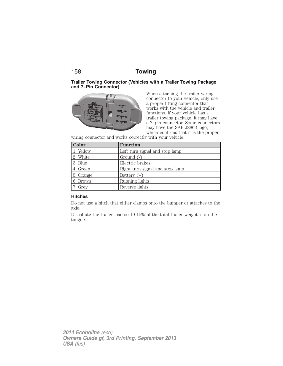 Hitches, 158 towing | FORD 2014 E-450 v.3 User Manual | Page 159 / 455