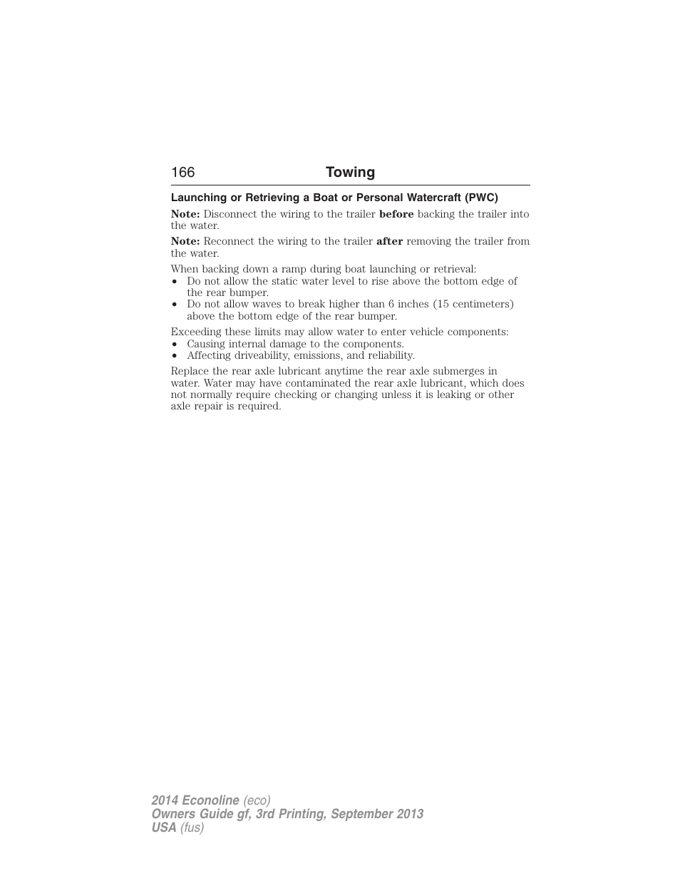 166 towing | FORD 2014 E-450 v.3 User Manual | Page 167 / 455