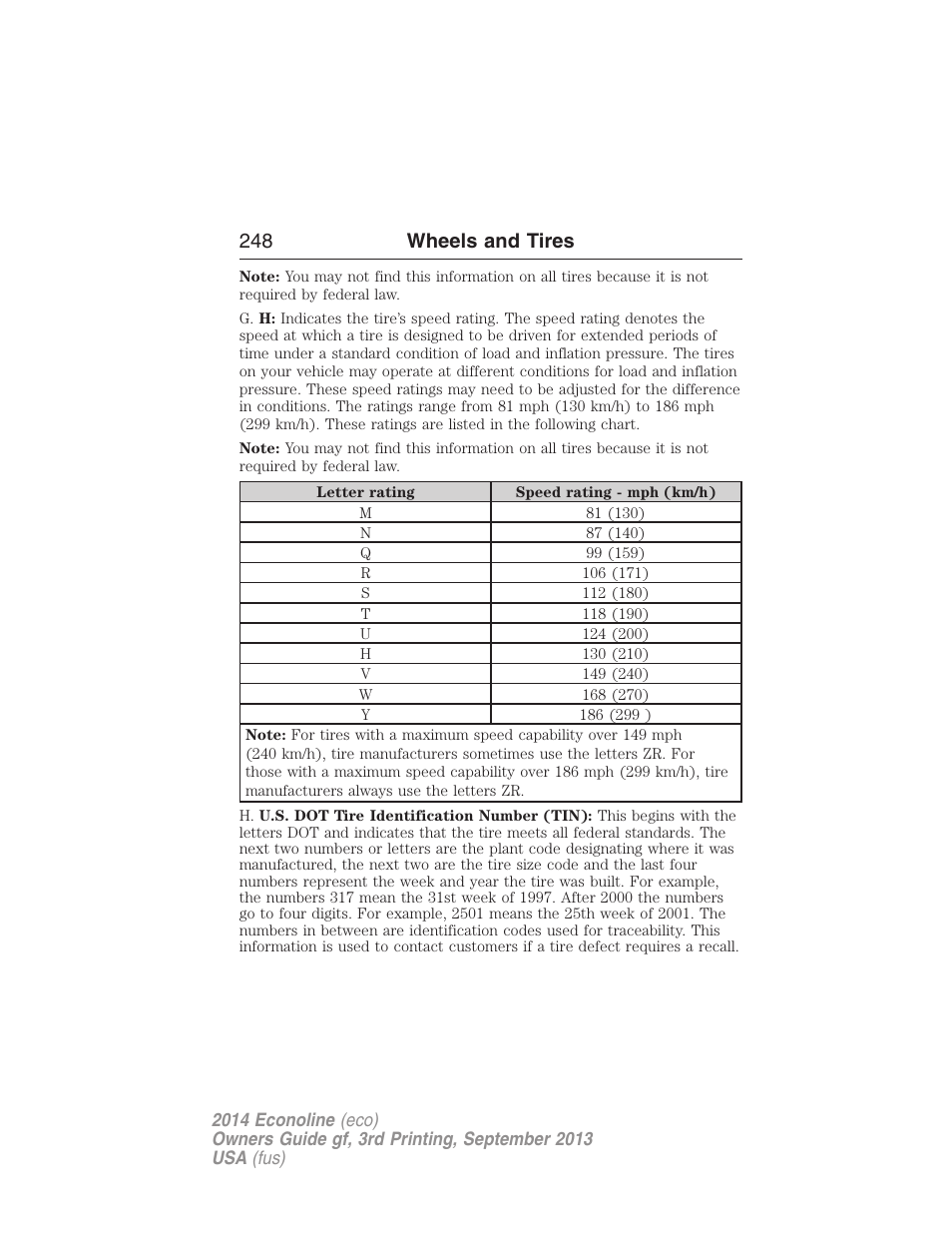 248 wheels and tires | FORD 2014 E-450 v.3 User Manual | Page 249 / 455