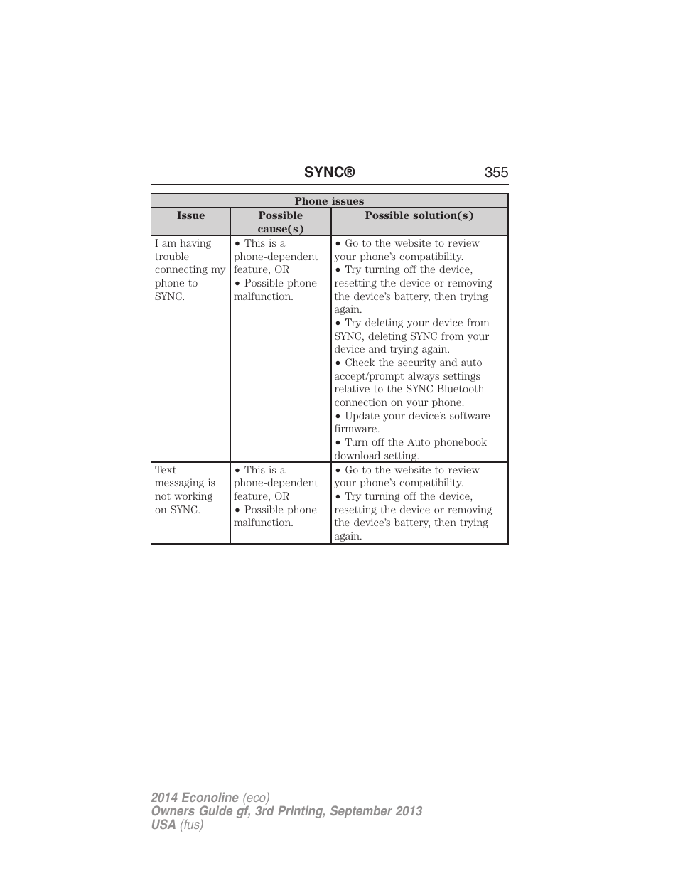 Sync® 355 | FORD 2014 E-450 v.3 User Manual | Page 356 / 455