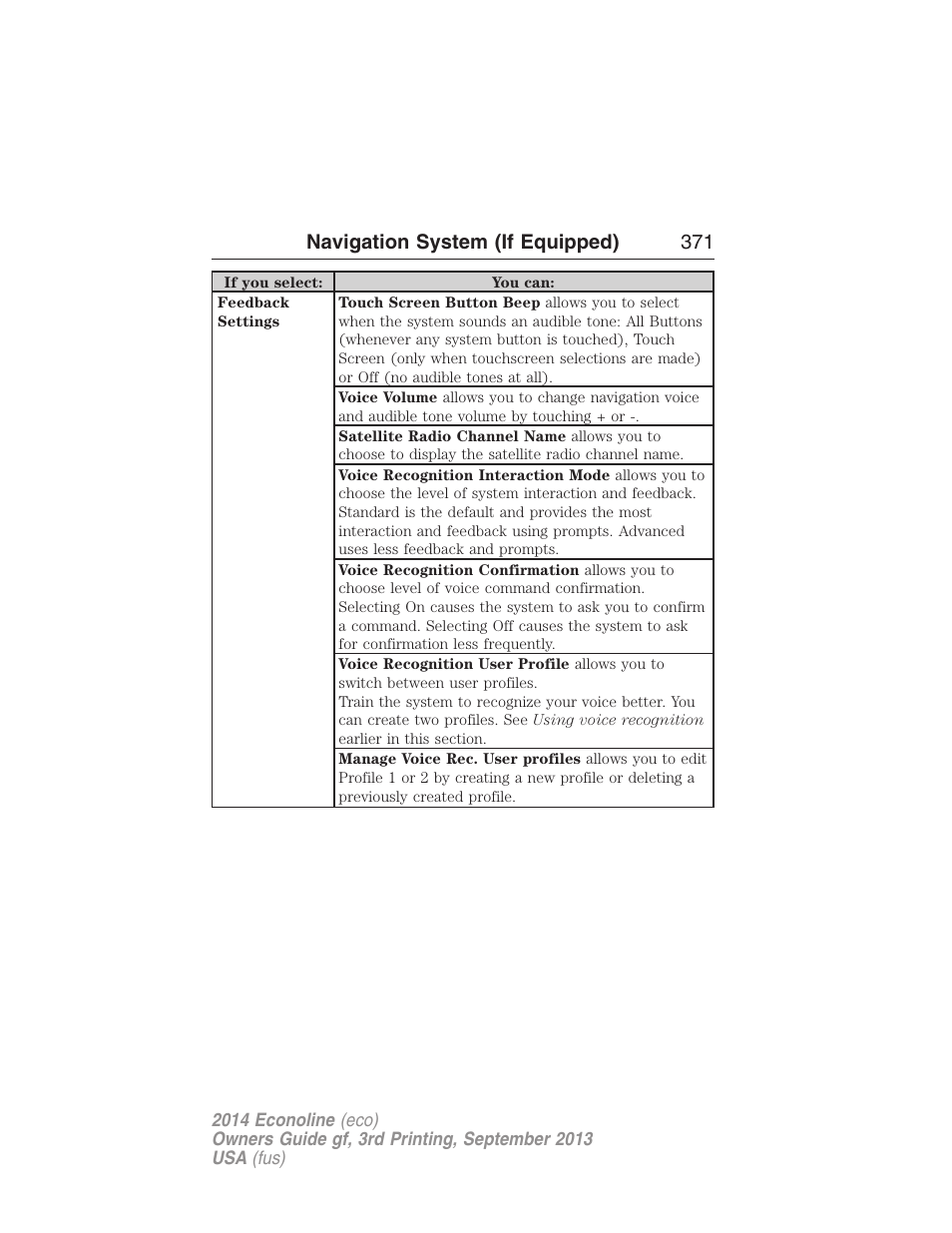 Navigation system (if equipped) 371 | FORD 2014 E-450 v.3 User Manual | Page 372 / 455