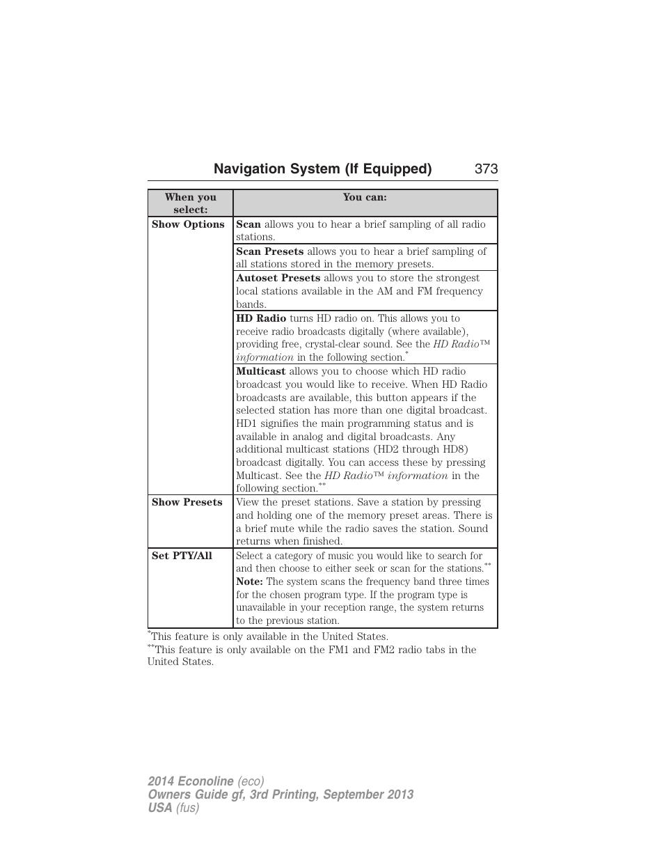 Navigation system (if equipped) 373 | FORD 2014 E-450 v.3 User Manual | Page 374 / 455