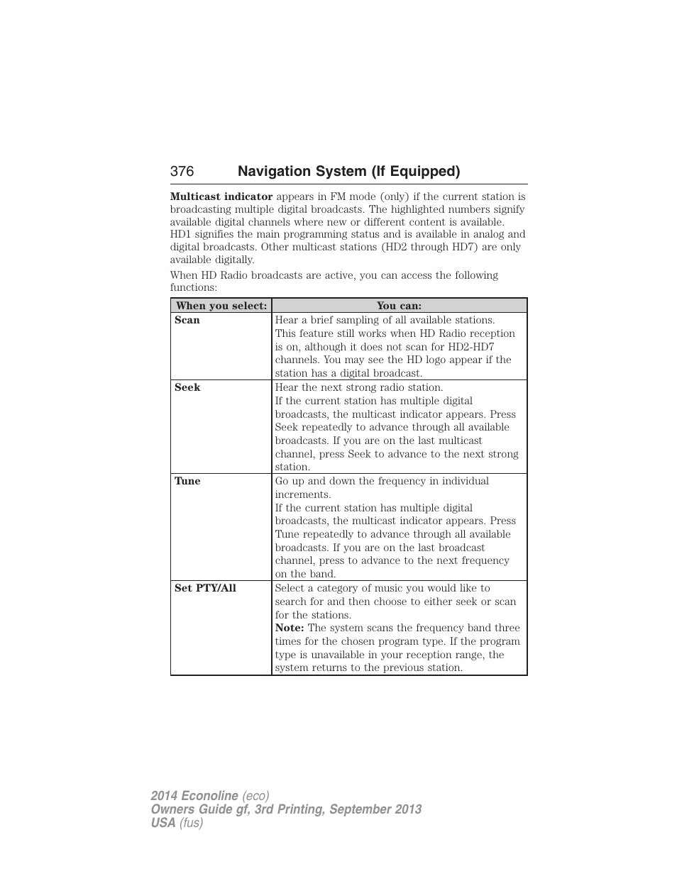 376 navigation system (if equipped) | FORD 2014 E-450 v.3 User Manual | Page 377 / 455
