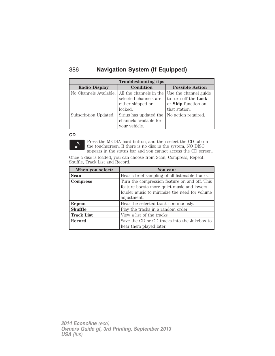 386 navigation system (if equipped) | FORD 2014 E-450 v.3 User Manual | Page 387 / 455