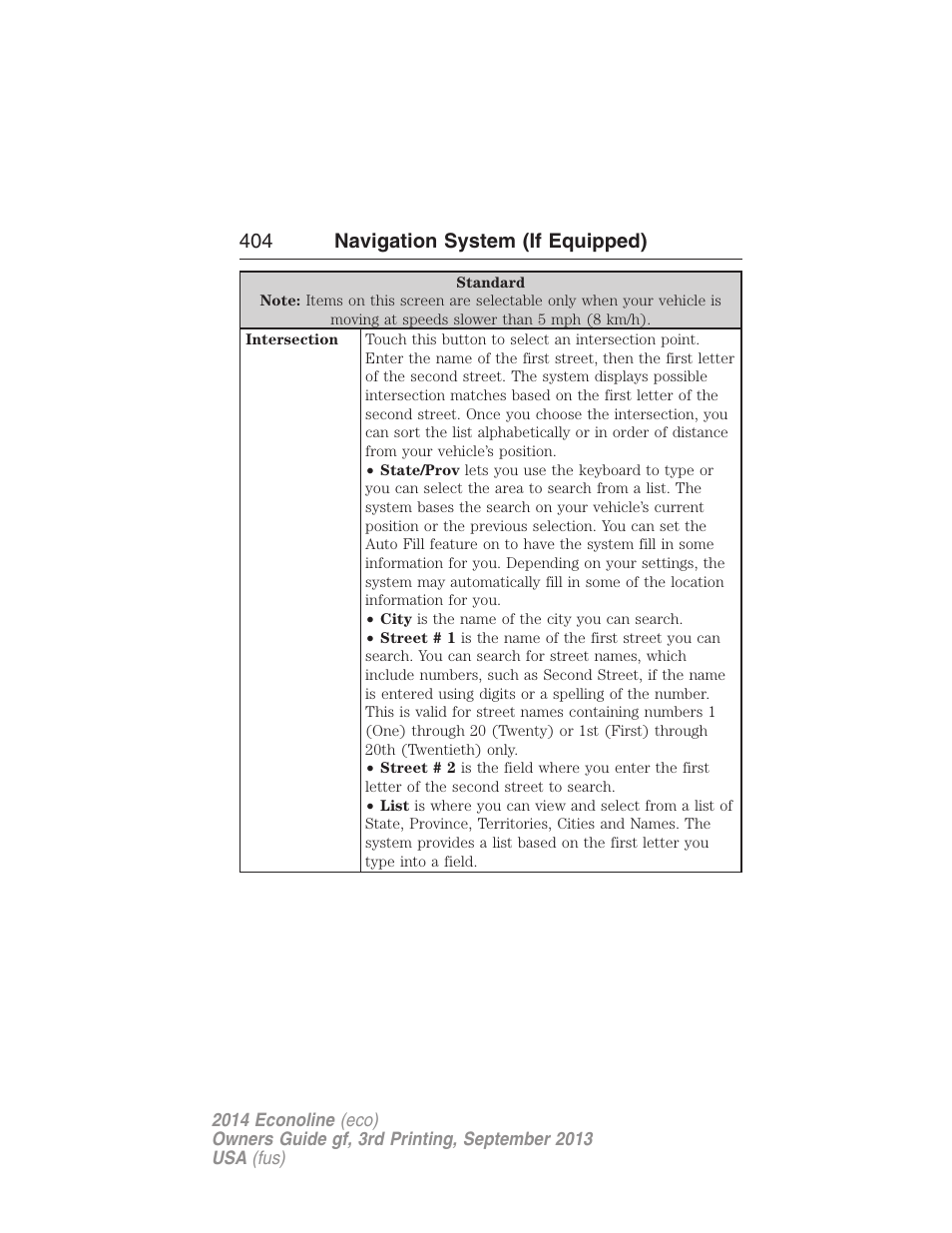 404 navigation system (if equipped) | FORD 2014 E-450 v.3 User Manual | Page 405 / 455