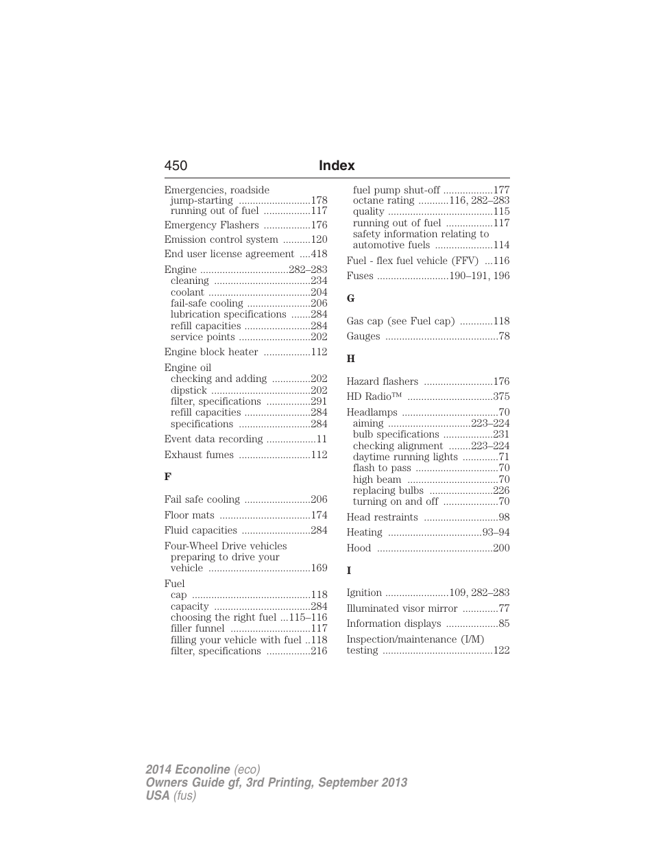 450 index | FORD 2014 E-450 v.3 User Manual | Page 451 / 455