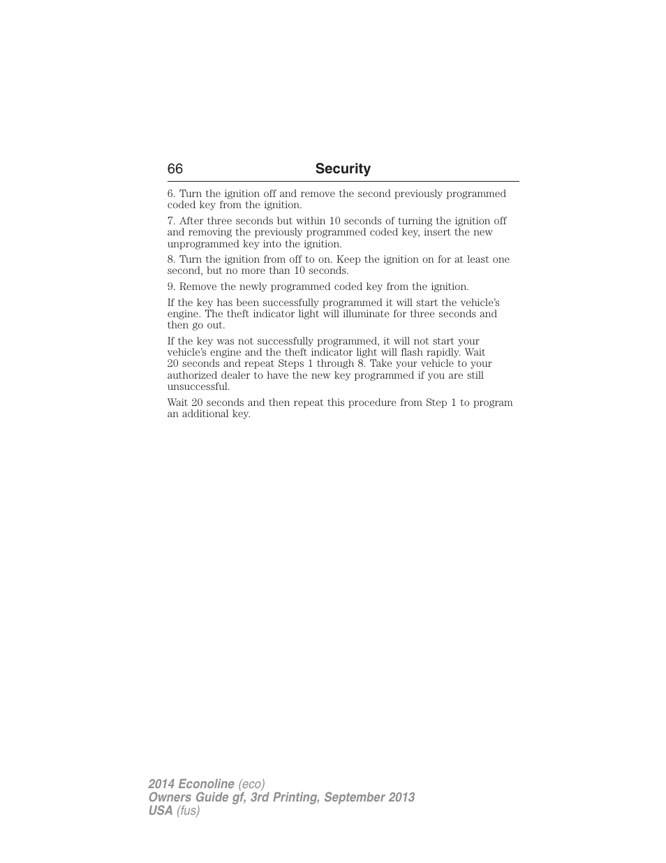 66 security | FORD 2014 E-450 v.3 User Manual | Page 67 / 455
