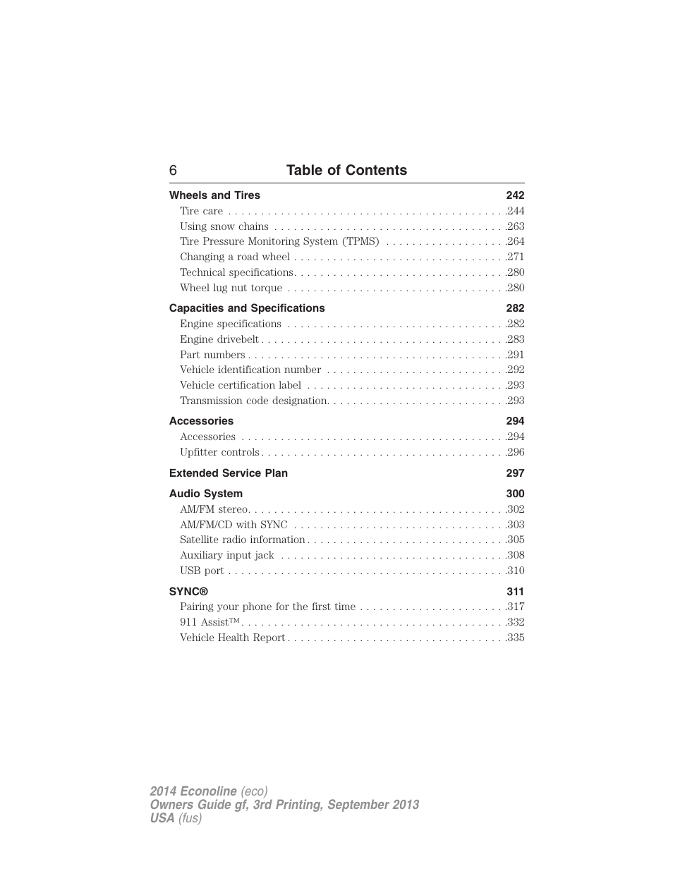 6table of contents | FORD 2014 E-450 v.3 User Manual | Page 7 / 455