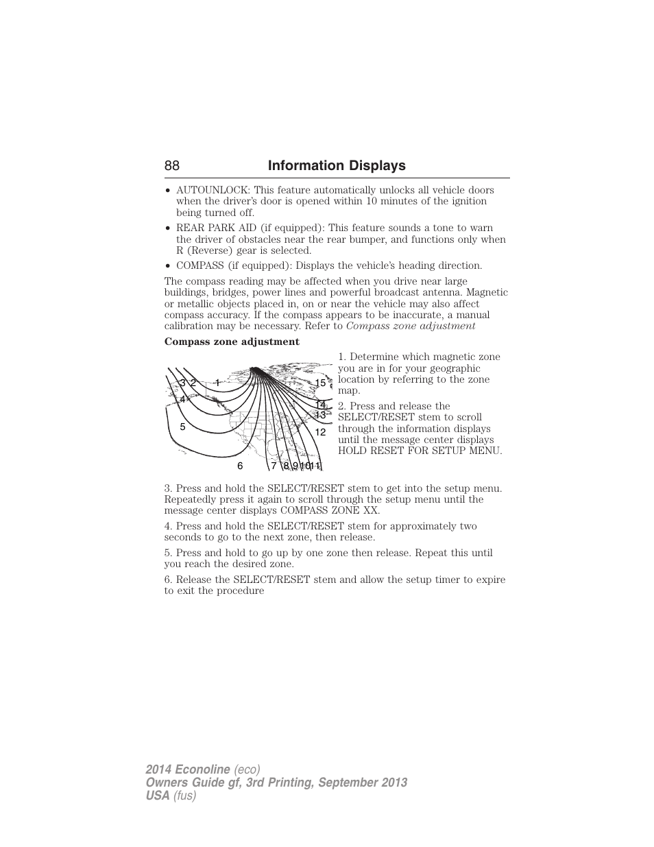 88 information displays | FORD 2014 E-450 v.3 User Manual | Page 89 / 455
