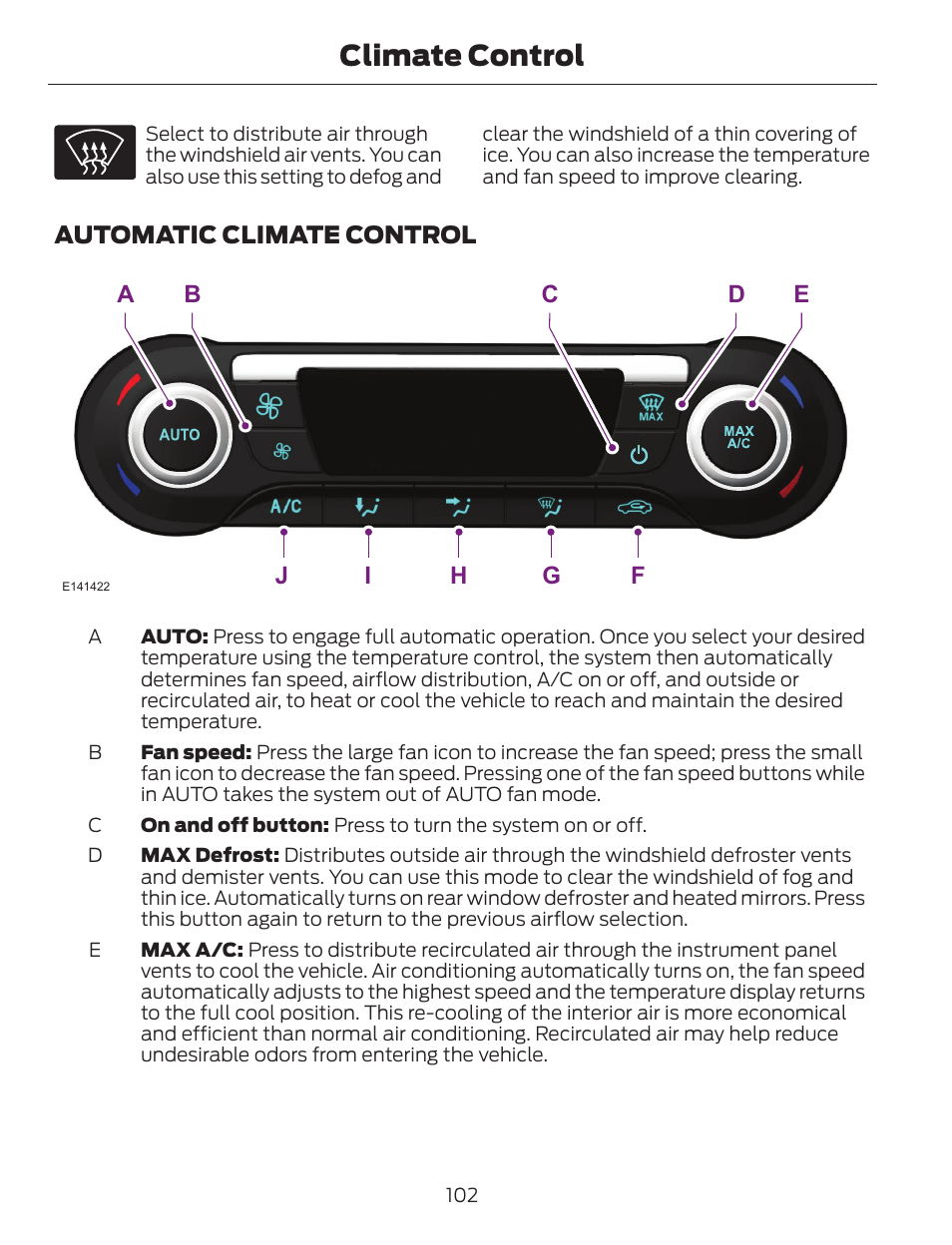 Climate control | FORD 2014 Escape v.1 User Manual | Page 105 / 428