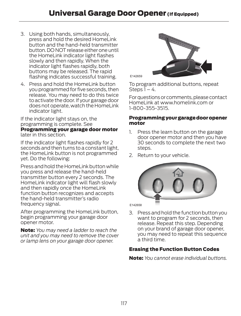 Universal garage door opener | FORD 2014 Escape v.1 User Manual | Page 120 / 428