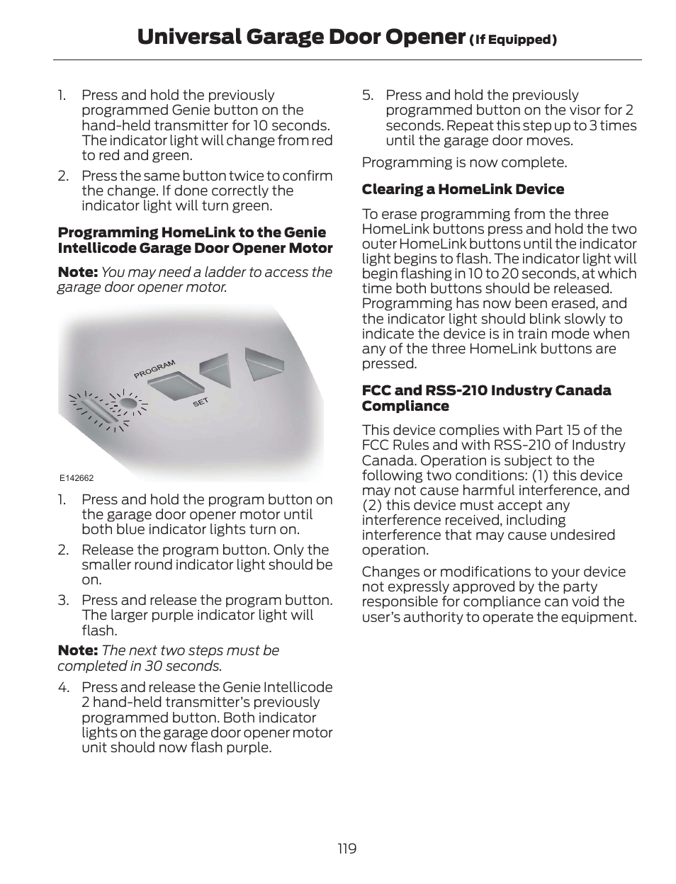 Universal garage door opener | FORD 2014 Escape v.1 User Manual | Page 122 / 428