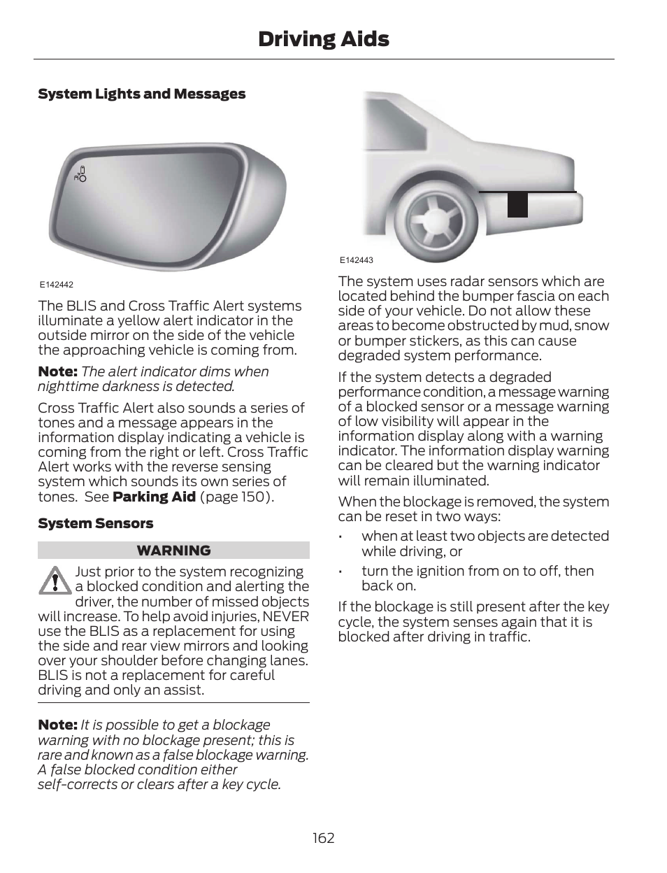 Driving aids | FORD 2014 Escape v.1 User Manual | Page 165 / 428