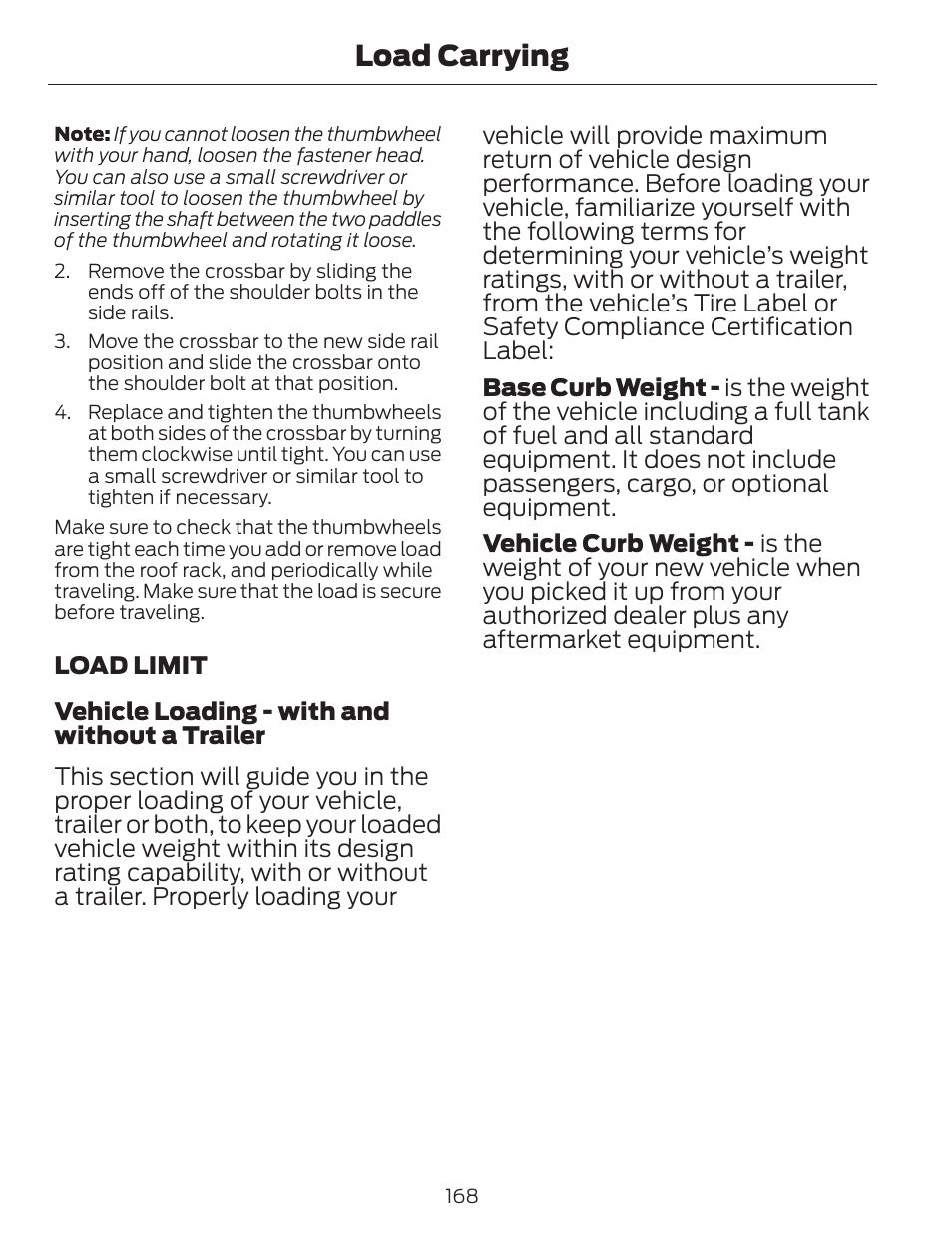 Load carrying | FORD 2014 Escape v.1 User Manual | Page 171 / 428