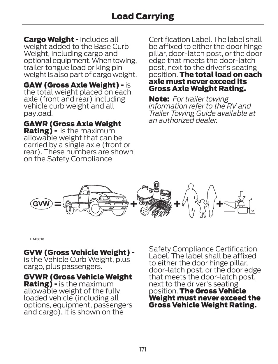 Load carrying | FORD 2014 Escape v.1 User Manual | Page 174 / 428
