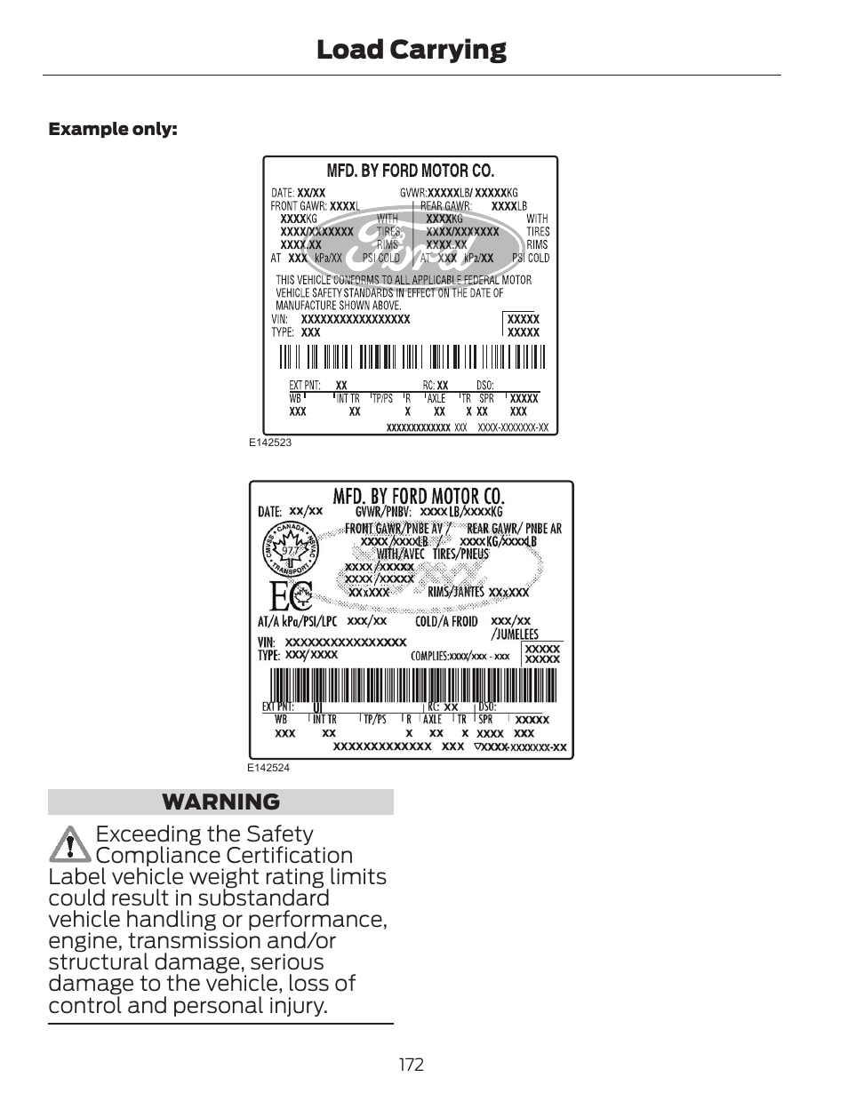 Load carrying | FORD 2014 Escape v.1 User Manual | Page 175 / 428