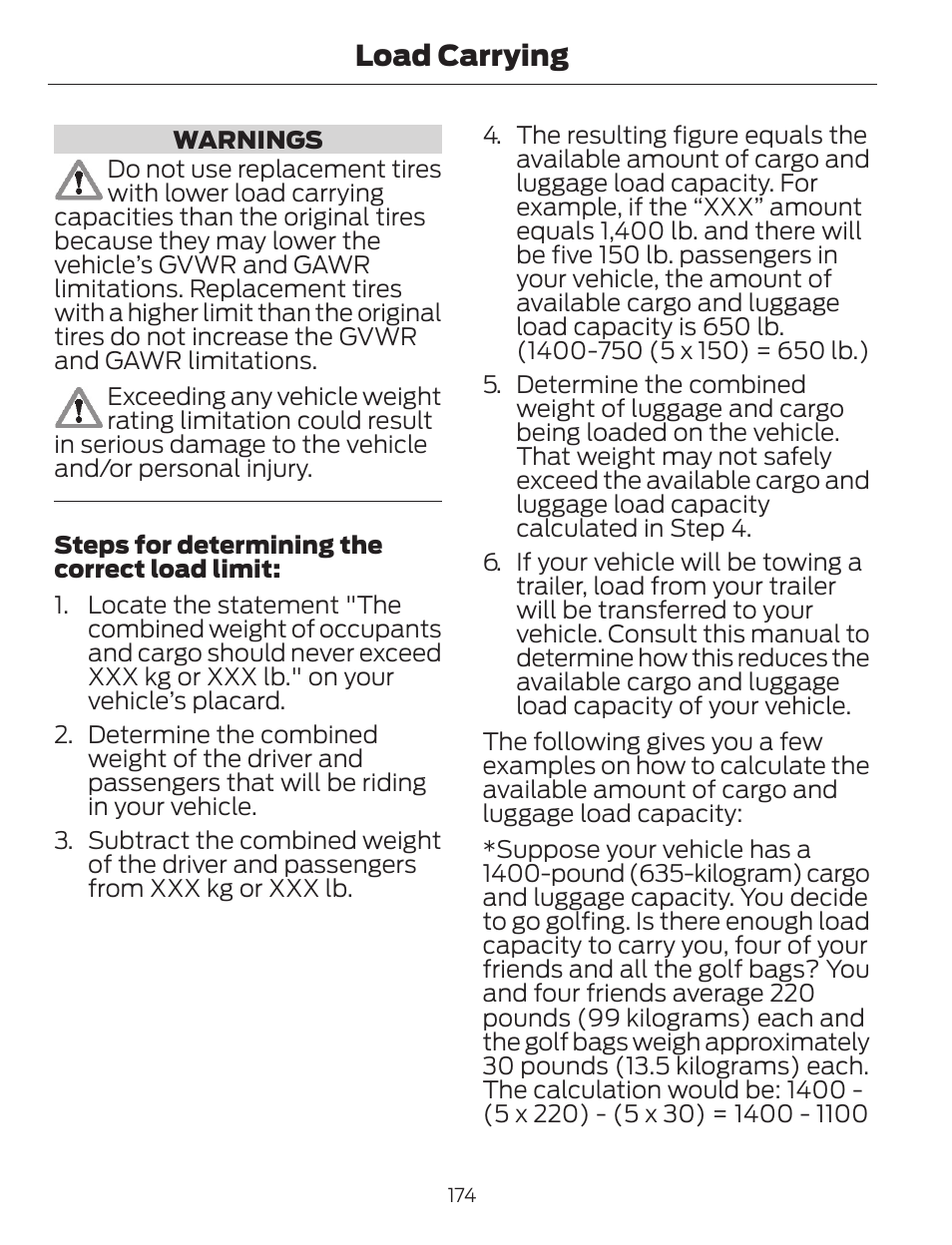 Load carrying | FORD 2014 Escape v.1 User Manual | Page 177 / 428