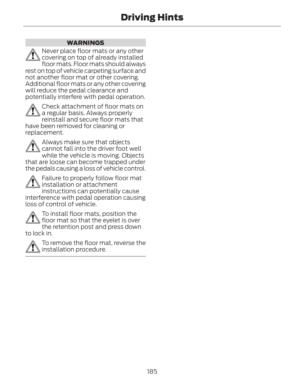Driving hints | FORD 2014 Escape v.1 User Manual | Page 188 / 428