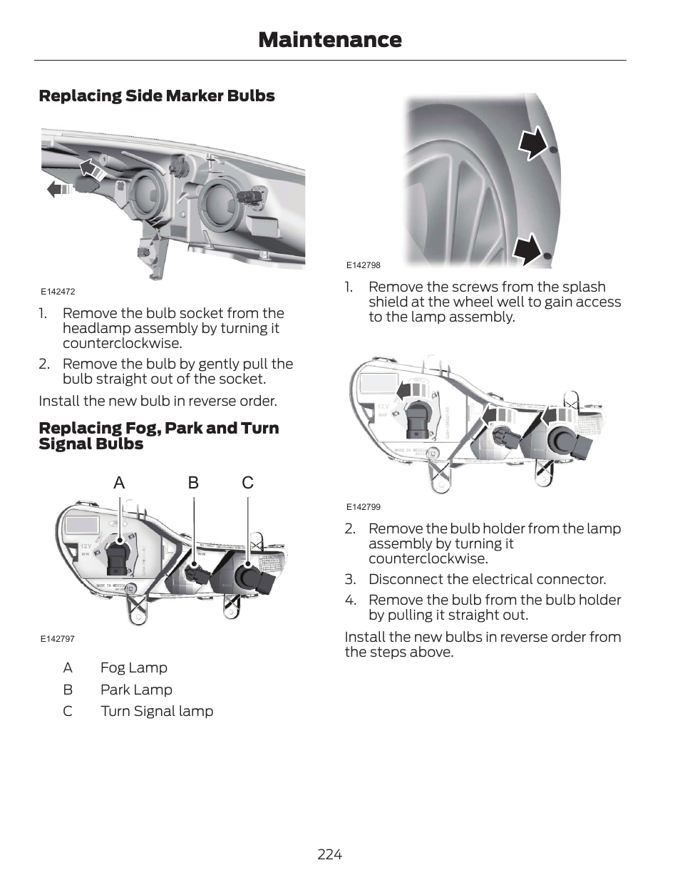 Maintenance, Ab c | FORD 2014 Escape v.1 User Manual | Page 227 / 428