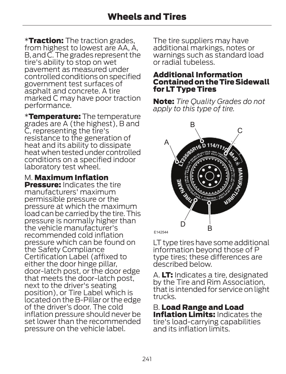 Wheels and tires | FORD 2014 Escape v.1 User Manual | Page 244 / 428