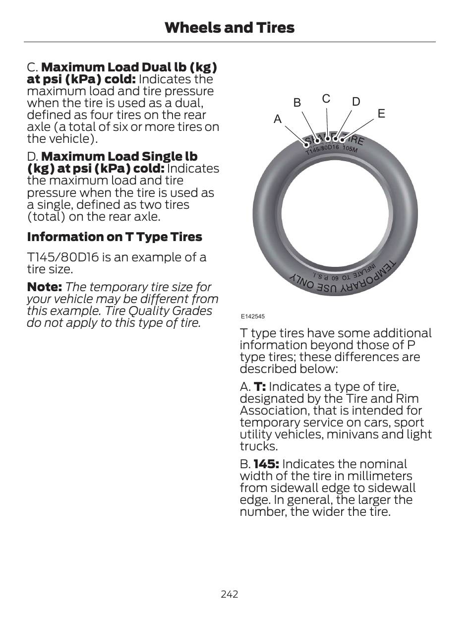 Wheels and tires | FORD 2014 Escape v.1 User Manual | Page 245 / 428