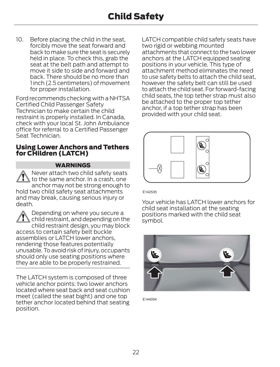 Child safety | FORD 2014 Escape v.1 User Manual | Page 25 / 428