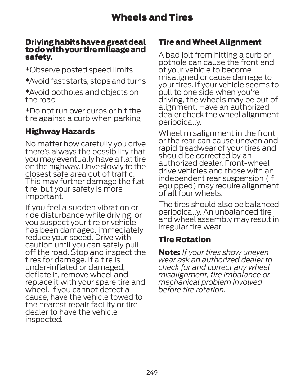 Wheels and tires | FORD 2014 Escape v.1 User Manual | Page 252 / 428