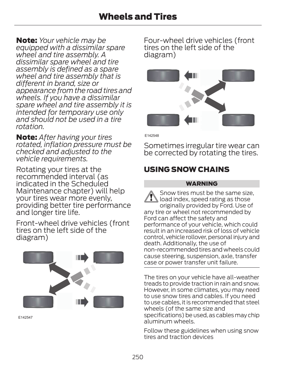 Wheels and tires | FORD 2014 Escape v.1 User Manual | Page 253 / 428