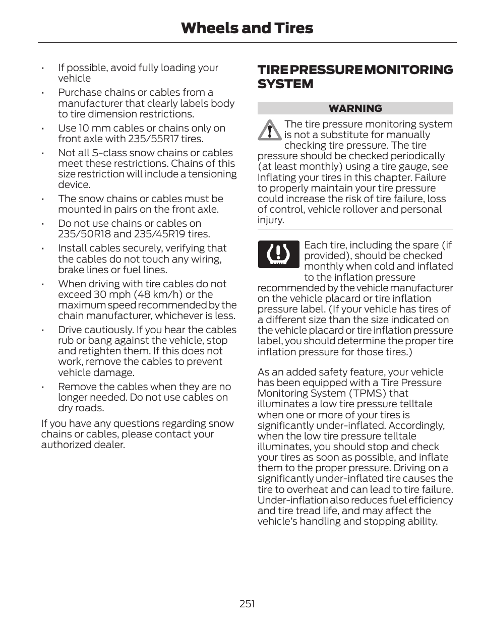 Wheels and tires, Tire pressure monitoring system | FORD 2014 Escape v.1 User Manual | Page 254 / 428