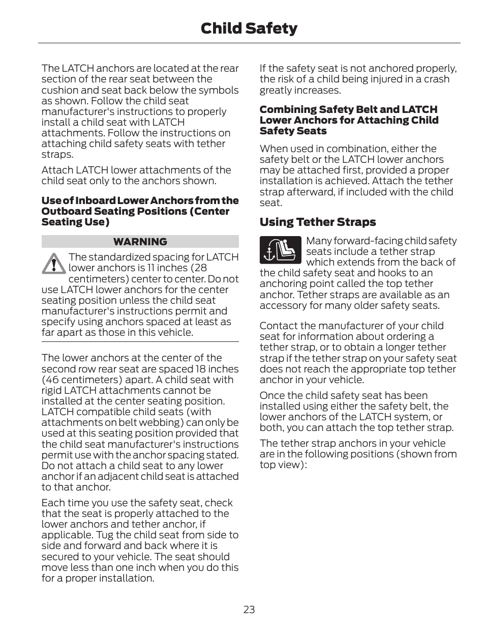 Child safety | FORD 2014 Escape v.1 User Manual | Page 26 / 428