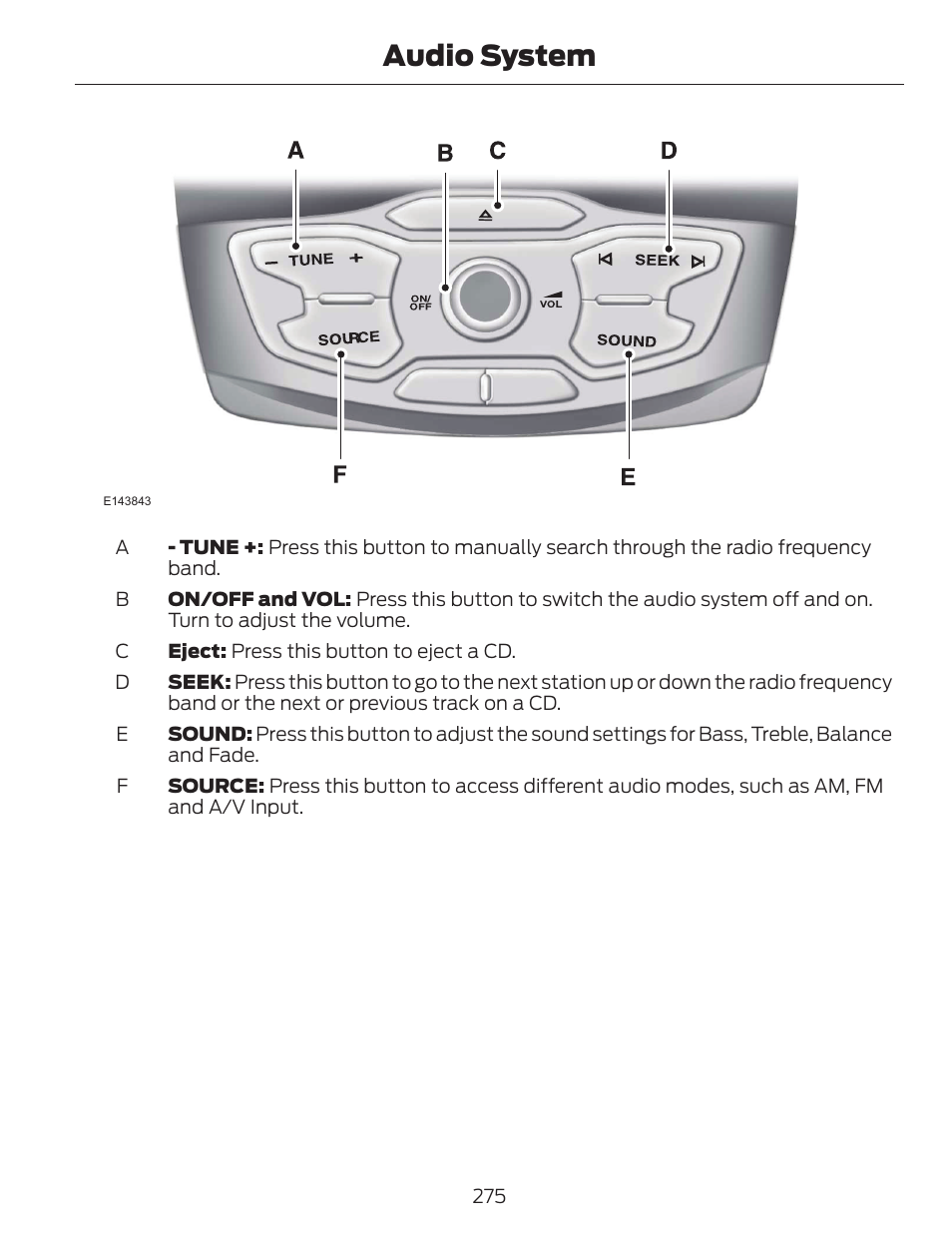 Audio system | FORD 2014 Escape v.1 User Manual | Page 278 / 428