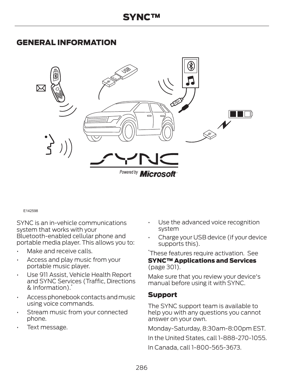 Sync, General information | FORD 2014 Escape v.1 User Manual | Page 289 / 428