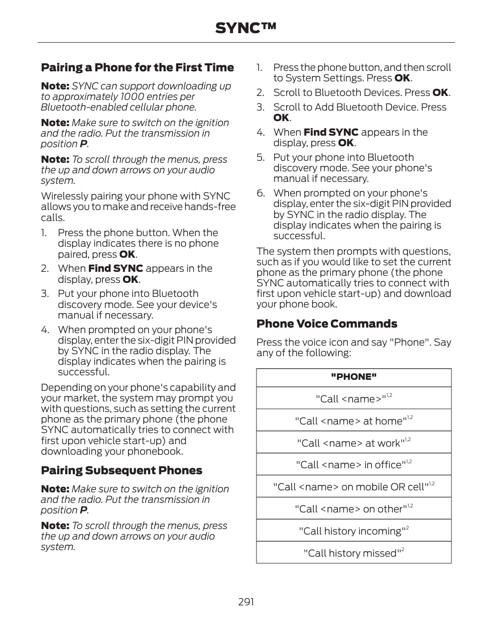 Sync | FORD 2014 Escape v.1 User Manual | Page 294 / 428